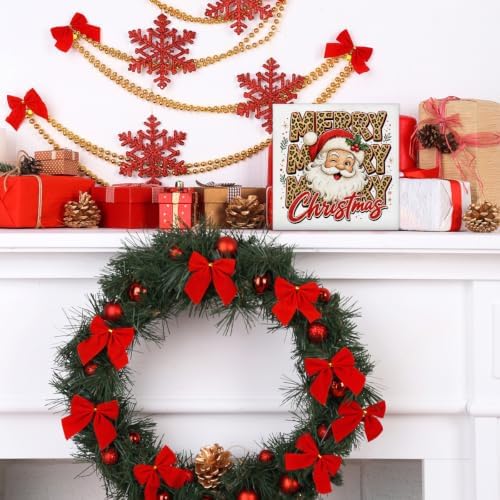 Leopard Christmas Decor, Santa Claus Christmas Wooden Sign Decorations - Image 6