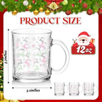 Vesici 6 Set Christmas Glass Mugs 12oz Cute with Handle - Image 2
