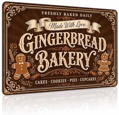 Gingerbread Bakery Sign, Christmas Kitchen Decor, Vintage Wall Art by Unknown