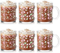 Vesici 6 Set Christmas Glass Mugs 12oz Cute with Handle by Vesici