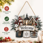 Christmas Decorations - Winter Snowman Welcome Wooden Sign for Front Door - Image 4