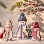 Suzile 3 Pcs Christmas Snowman Decoration Rustic Wooden Winter Indoor Decor - Image 6