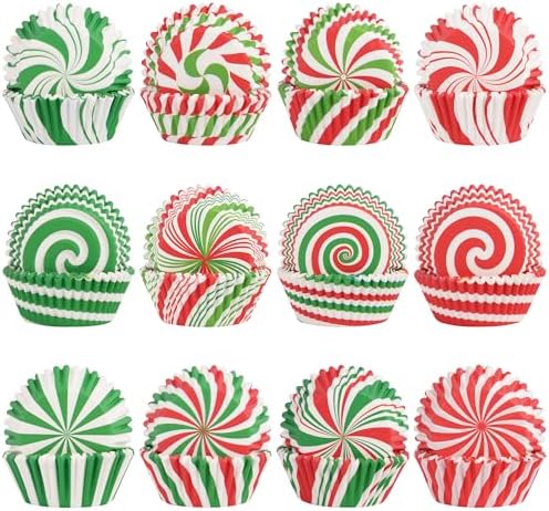 600 Pack Christmas Candy Cupcake Liners Wrappers Baking Cups Santa Holiday Paper Wraps Muffin Liners for Xmas Birthday Party Candy Cake Decorations Supplies(12 Styles) by Unknown