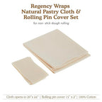 Regency Wraps Natural Pastry Cloth & Rolling Pin Cover Set, 100% Cotton Cloth & - Image 6
