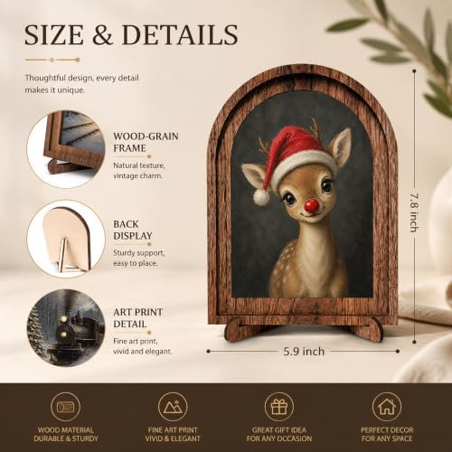 Christmas Reindeer Arched Decor, Rudolph Table Sign, 5.9x7.9 - Image 2