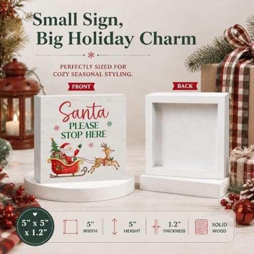 Funny Christmas Decor, Christmas Santa Claus Decorations Wooden Box Sign - Image 3
