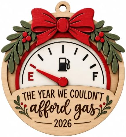 Gas Prices Ornament 2026, Funny Christmas Gas Pump Wooden Decoration by Rusaten