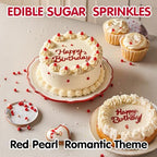 Edible Red Pearl Sprinkles,130g,Edible Pearl Sugar Sprinkles,Baking Edible Cake Decorations,Cupcake Toppers,Cookie Decorating,Donuts Ice Cream Toppings,Wedding Birthday Party Supplies - Image 3