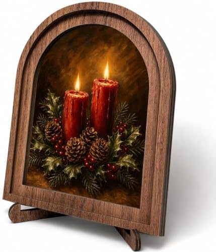 Christmas Candle Arched Table Sign, Rustic Farmhouse Holiday Decor by HPCHENG