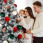 Velvet Christmas Balls Ornaments for Tree - 15pcs Shatterproof Christmas Ornaments for Xmas Trees Decorations - Multicolor Red Green Brown Beige, 80mm 3.15inch - Image 7