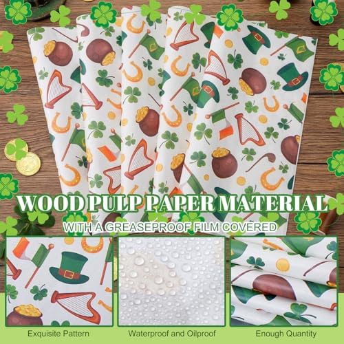 Marspark 100 Sheet St. Patrick's Day Wax Paper for Food 12 x 12 Inch - Image 4