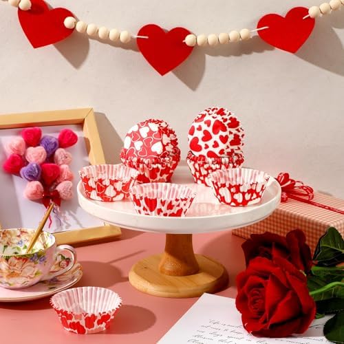 SANNIX 450pcs Valentine's Day Cupcake Liners Red White Love Theme Cupcake Wrappers Paper Wraps Muffin Liners for Valentines Day Wedding Birthday Party Candy Cake Decorations Supplies - Image 3