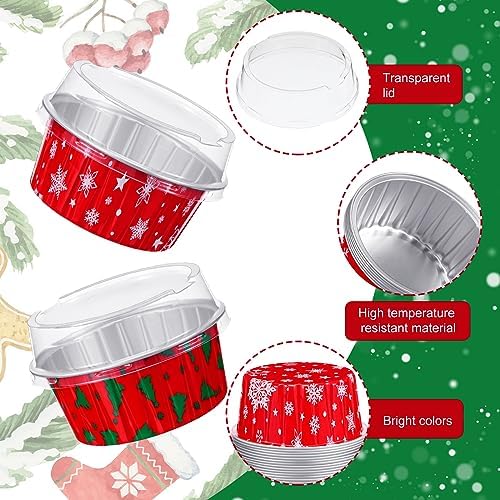 Umigy 100 Pcs Christmas Aluminum Foil Baking Cups with Lids, Snowflake,Tree - Image 3