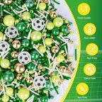 Edible Soccer Sprinkles for Cake Decorating,Food Grade 130g,Baking Sprinkle Mix for Sports & Football Theme Party,Green Gold White Pearls and Jimmies with Soccer Wafer Paper Toppers,for Cupcakes,Ice Cream,Cookies,Donut,Cake Decorations,Match Viewing Ev... - Image 3