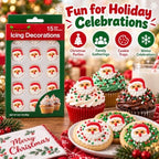 Oasis Supply Christmas Santa Face Edible Icing Decorations – 15 Count – Holiday Cake & Cupcake Toppers for Cookies, Cakes, Cupcakes & Desserts - Image 5