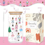 Christmas Nutcracker Gifts 16Oz Glass Coffee Cups with Lid Straw - Image 2