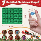 HKNMTT Christmas Silicone Molds for Xmas Candy Chocolate Wax Decor, 84 Cavity 7 Shapes Gummy Mould, Including Santa Gift Box Snowflake Bell Glove Tree Gingerbread Food Grade Holiday Baking DIY Moulds - Image 2