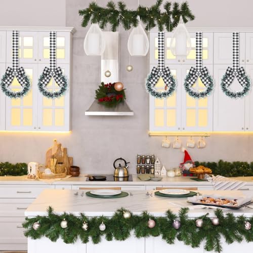 Retrowavy 12 Pcs Small Christmas Kitchen Cabinet Wreaths with Ribbon - Image 6