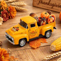Fall Thanksgiving Turkey Metal Truck with Pumpkin Tiered Tray Decor by Qeinwha
