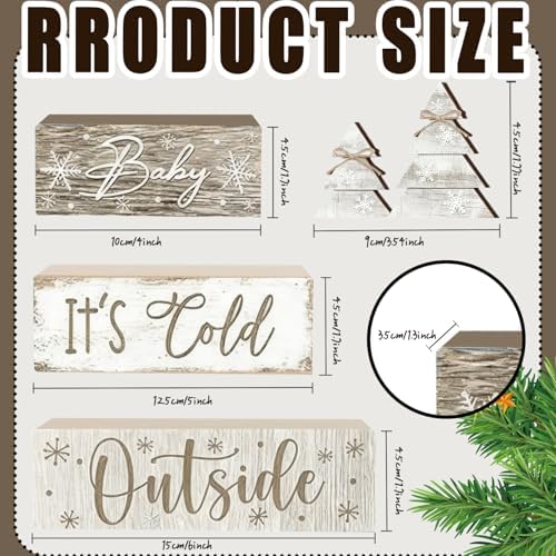 4 Pcs Christmas Decorations Indoor - Christmas Tree Table Decoration for Home - Wooden Centerpiece For Table - Winter Tiered Tray Decor Rustic Farmhouse Xmas Gift for Home Kitchen Mantel - Image 4