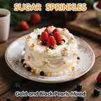 Edible Pearl Sprinkles for Cake Decorating,Black Gold Candy Sprinkle Mix - Image 2