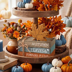 4 Pcs Thanksgiving Autumn Decorations for Home, Maple Leaf Sign - Image 4