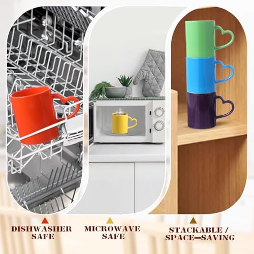 Colorful Ceramic Coffee Mugs Set of 6, 10 Oz Rainbow Cups - Image 3