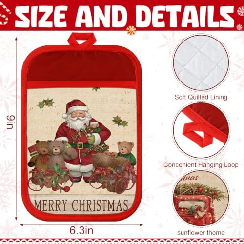 Jingmore 12 Pcs Christmas Pot Holders with Pocket for Kitchen Cooking Gift - Image 3