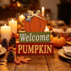 MEETYAMOR Fall Decorations for Home, Large Size 3-Layered Wood Block Pumpkin Sign for Thanksgiving Decor, Thanksgiving Decorations for Home, Autumn Sign with Welcome Lettered Centerpieces - Image 6