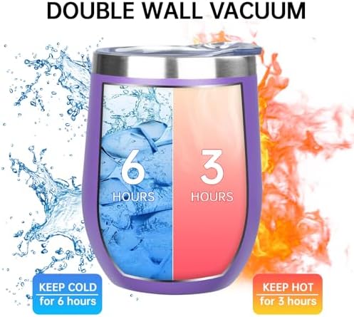 MEZMUT 12oz Insulated Wine Tumbler Glass Bulk with Lid (Purple,4 Pack) - Image 5