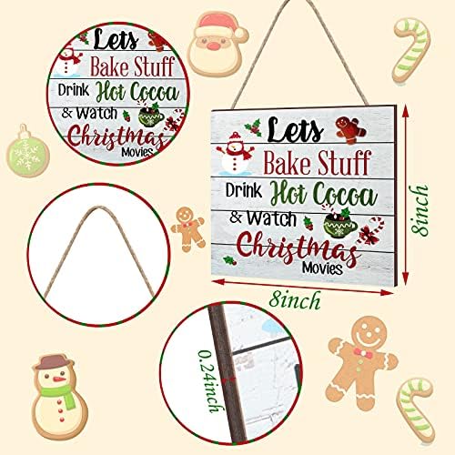 Blulu Christmas Wooden Hanging Sign Winter Coffee Bar Wall Decor, Classic - Image 2