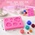 HKNMTT 2Pcs Mini Rose Silicone Molds, 3D Flower Chocolate Fondant Moulds - Image 3
