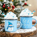 2 PCS Winter Snowman Tiered Tray Mug Decor Set with Faux Whipped by Ouvibor