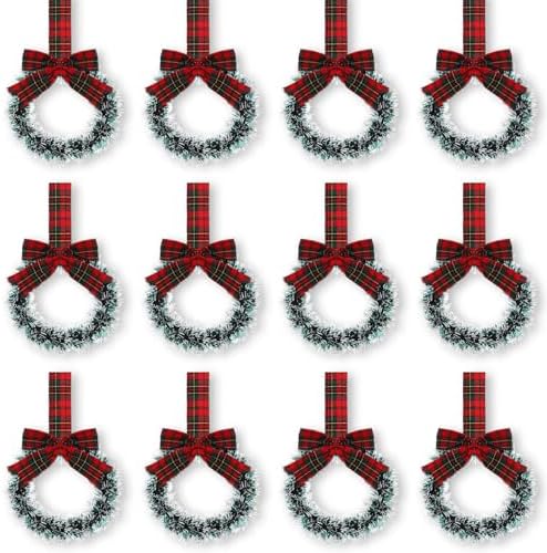 Retrowavy 12 Pcs Small Christmas Kitchen Cabinet Wreaths with Ribbon by Retrowavy
