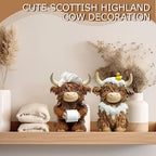 2 Pcs Resin Highland Cow Bathroom Figurines Decor, Bathroom Style - Image 2