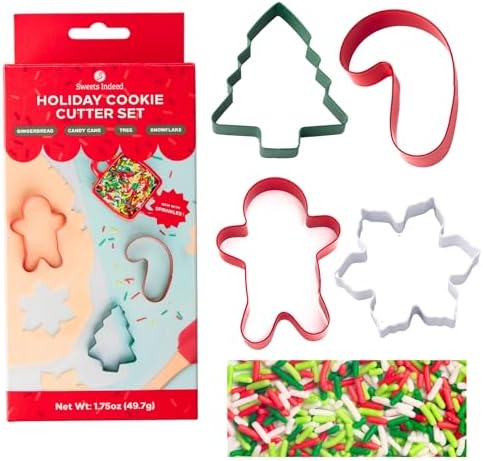 Sweets Indeed Christmas Cookie Cutters with Sprinkle Mix, Baking and Decorating Kit by SweetsIndeed