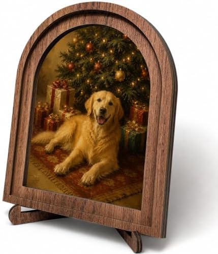 Golden Retriever Christmas Arched Table Sign, Dog Lover Holiday Decor by HPCHENG