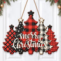 Christmas Decorations Buffalo Plaid Christmas Tree Hanging Wooden Sign by GUDIO