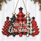 Christmas Decorations Buffalo Plaid Christmas Tree Hanging Wooden Sign by GUDIO