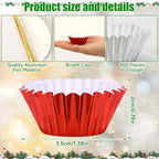 400pcs Christmas Mini Foil Cupcake Liners Golden Red Green Silver - Image 2