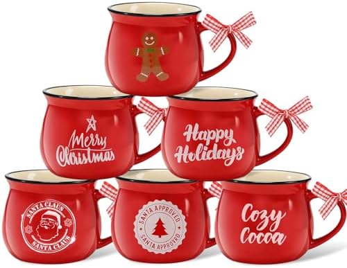 Sawysine 6 Set Christmas Coffee Mugs, Holiday Gift, Gingerbread Man by Sawysine