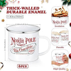 Yaomiao 6 Pcs Christmas Coffee Mugs, North Pole, Stainless Steel, Enamel - Image 2