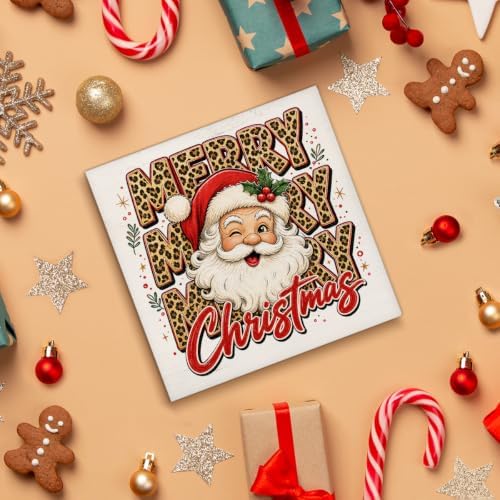 Leopard Christmas Decor, Santa Claus Christmas Wooden Sign Decorations - Image 4
