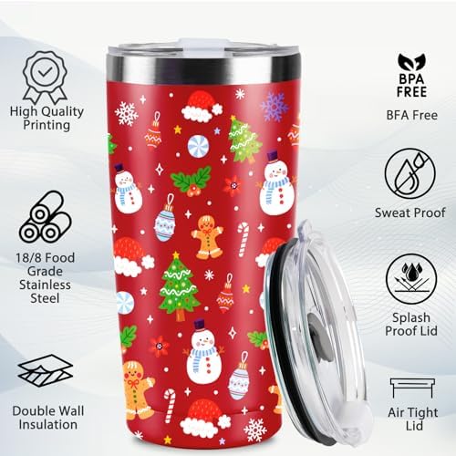 Christmas Gifts for Women 2025, 20 oz Red Stainless Steel Christmas Coffee Tumblers with Lid and Straw, Insulated Coffee Travel Mug, Best Xmas Themed Gifts for Women Men Girls Teachers Coworkers - Image 7