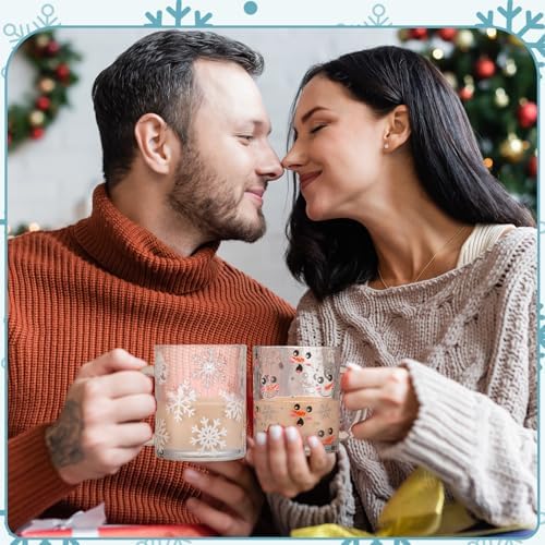Tioncy 4 Pcs Christmas Snowman Glass Mugs, 12 oz Winter Coffee Cups - Image 6