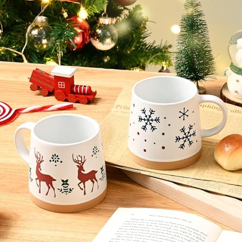 Maustic Christmas Mugs Set of 4, Holiday Coffee Mugs with Festive Christmas Themed Design, Hot Chocolate Hot Cocoa Cups, Family Gifts, 14 Oz - Image 3