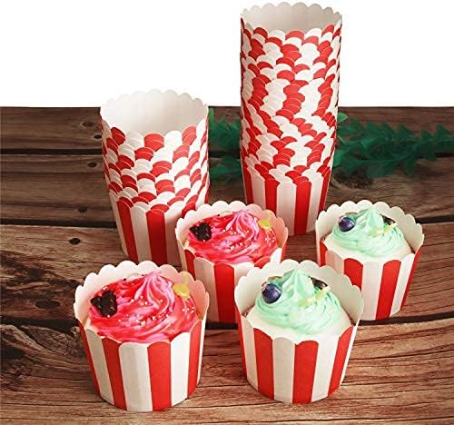 100 Pack Muffin Liners Baking Paper Cups Red and White - Image 6