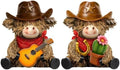 2 Pcs Resin Highland Cow Figurines Decor, Western Cowboy Style by Burbell