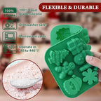 HKNMTT Christmas Silicone Chocolate Molds, 4 PCS Candy Baking Moulds, 3D Snowflake Cane Snowman Xmas Tree Gingerbread Man Santa Claus Gift Box Shape Mold for DIY Handmade Soap Candles Jello - Image 2