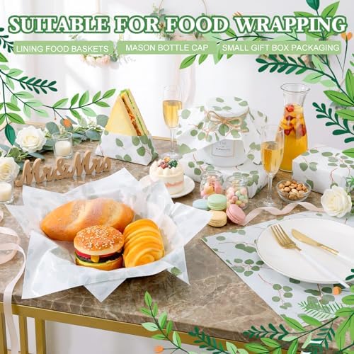 Marspark 100 Sheet Eucalyptus Wax Paper for Food Wrapping 12 x 12 Inch - Image 2